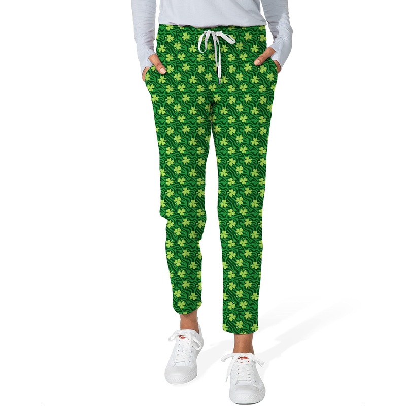 Leaf clover Green zebra St. Patrick’s Day-Women’s 7/8 Stretch Ankle Golf Pants