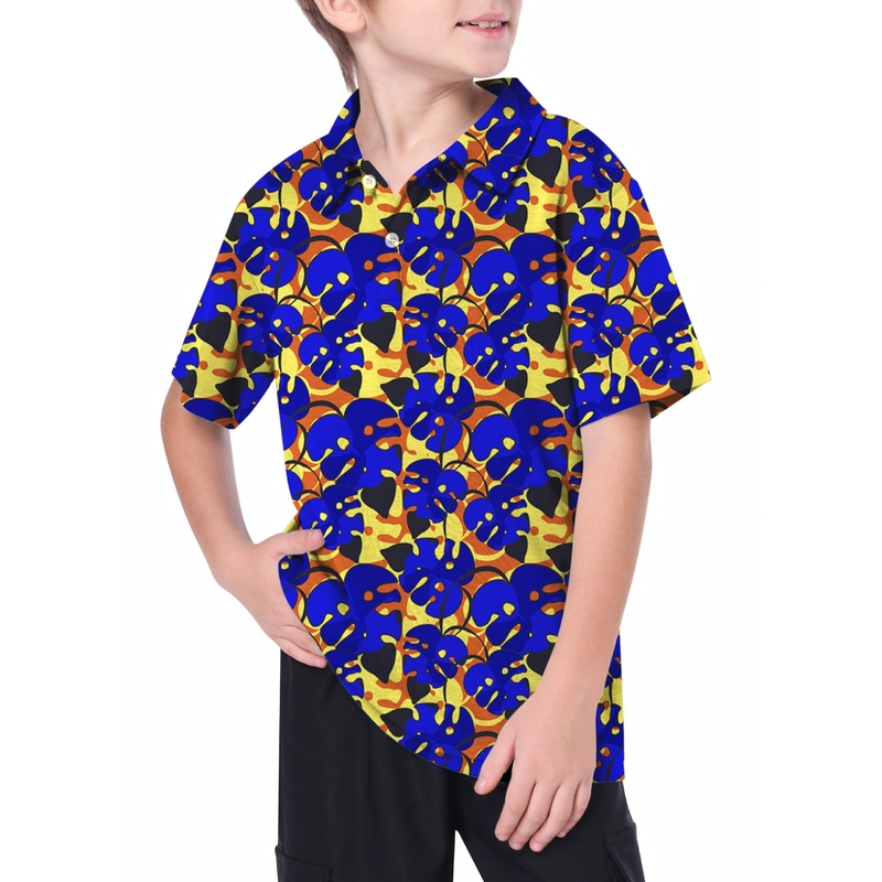 Youth tropical leaves and plants Golf Polo