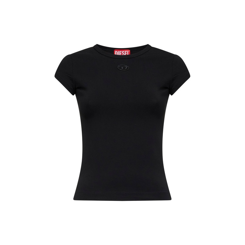 Black stretch jersey logo T-Angie-Od T-shirt