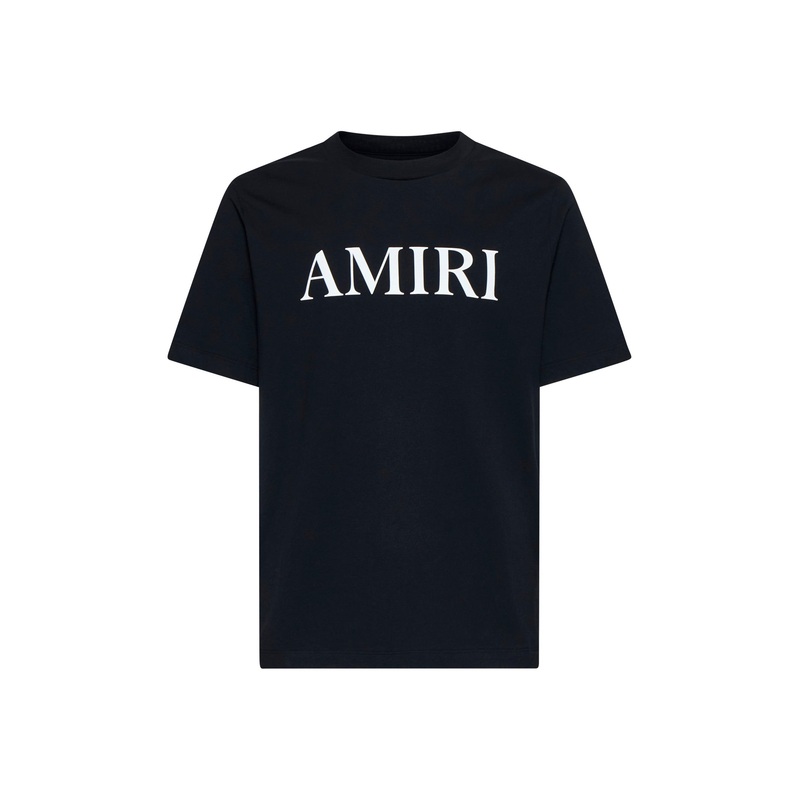 Black T-Shirt with Logo Lettering Print in Cotton