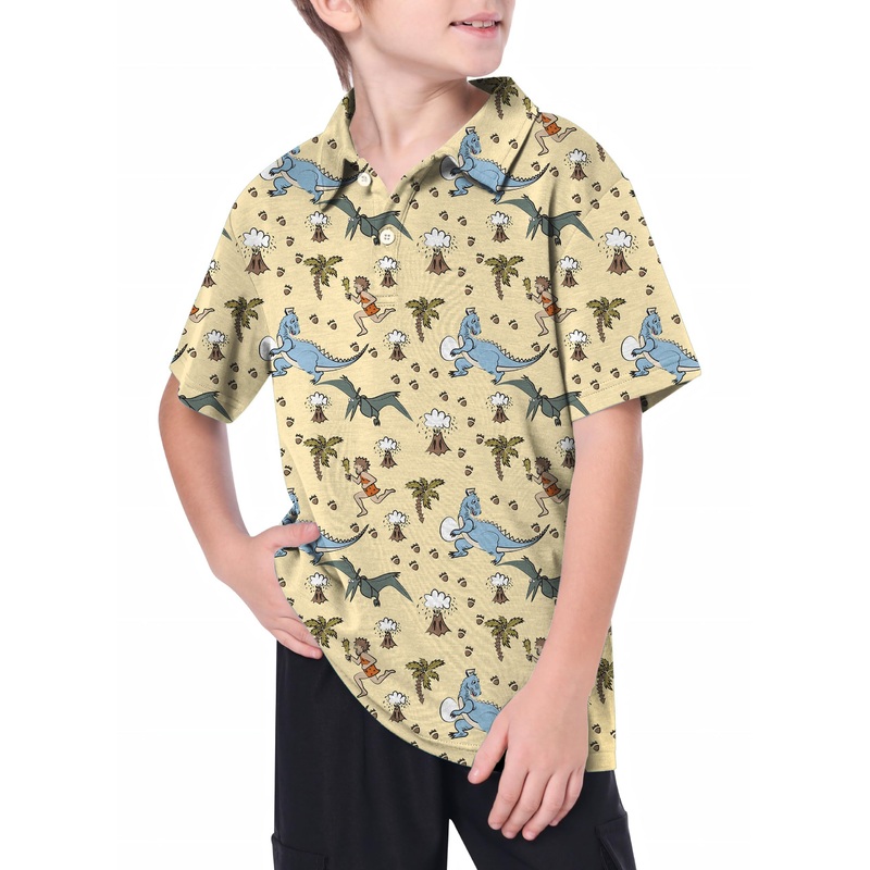 Youth dinosaur wild man volcano Golf Polo