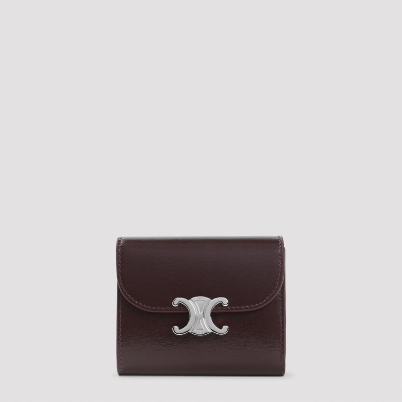 DEEP BURGUNDY LEATHER SMALL FLAP WALLET