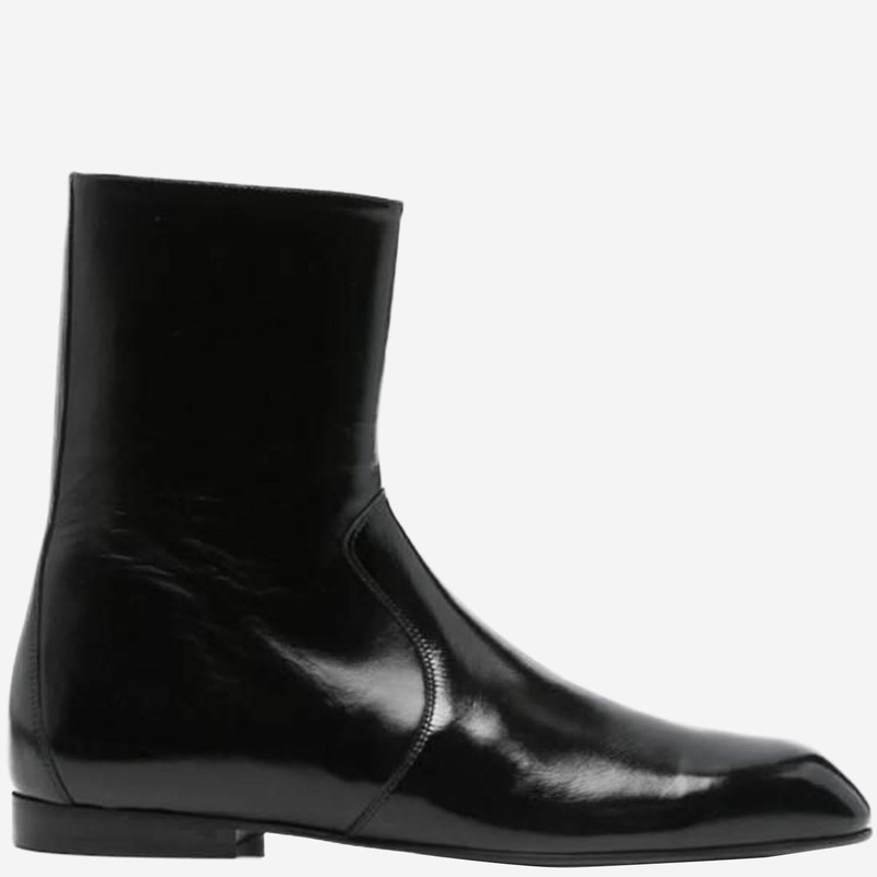 Glossy Leather Colt Ankle Boots