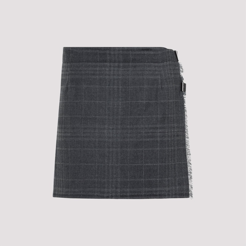 GREY PLEATED WOOL MINI SKIRT|GREY|36|38