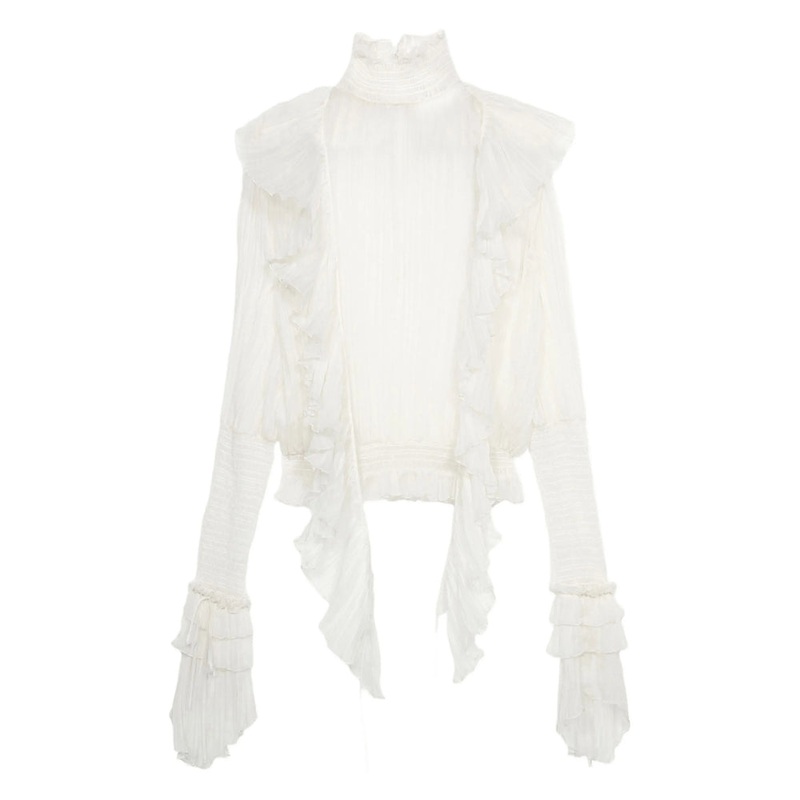 Off-White Pleated High-Neck Shirt
