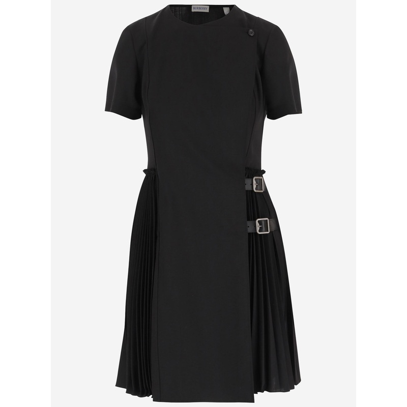 Wool-Blend Kilt Dress in Black