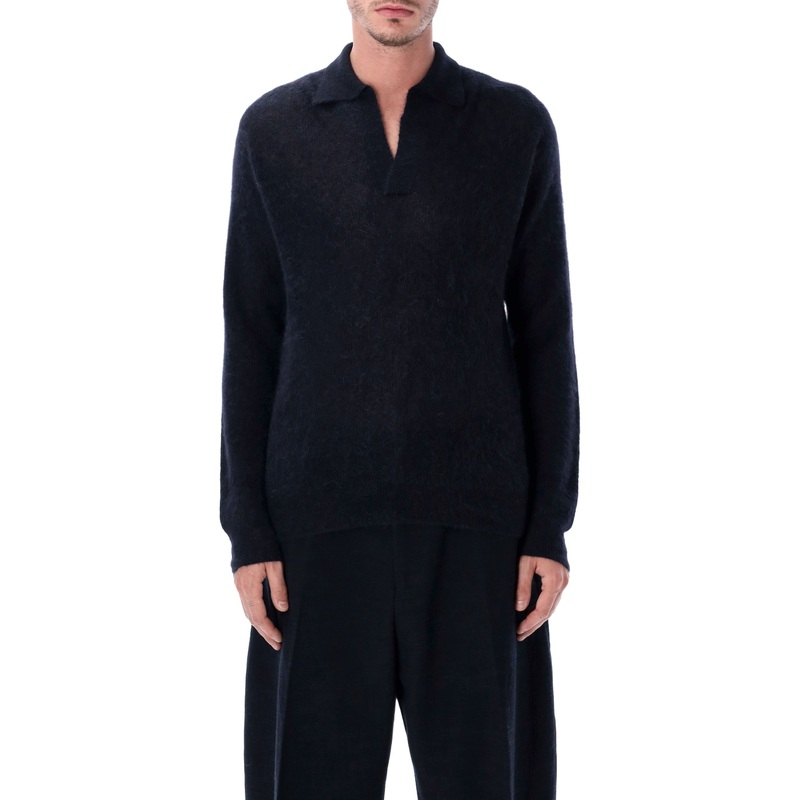 AURALEE BABY SURI ALPACA SHEER KNIT SKIPPER POLO