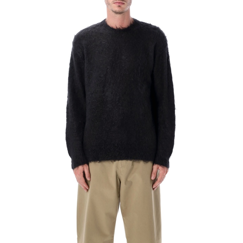 AURALEE BRUSHED SUPER KID MOHAIR KNIT CREWNECK SWEATER