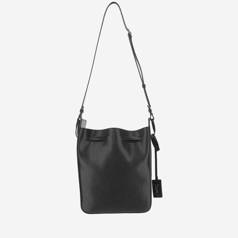 Black Calfskin Bucket Bag|Black|One Size