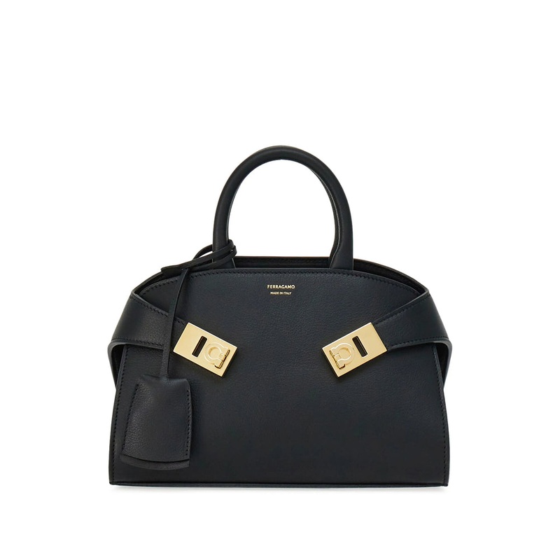 Black Calfskin Top-Handle Tote