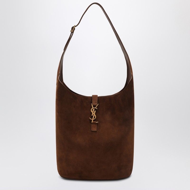 BROWN SUEDE LE 5  7 SHOULDER BAG