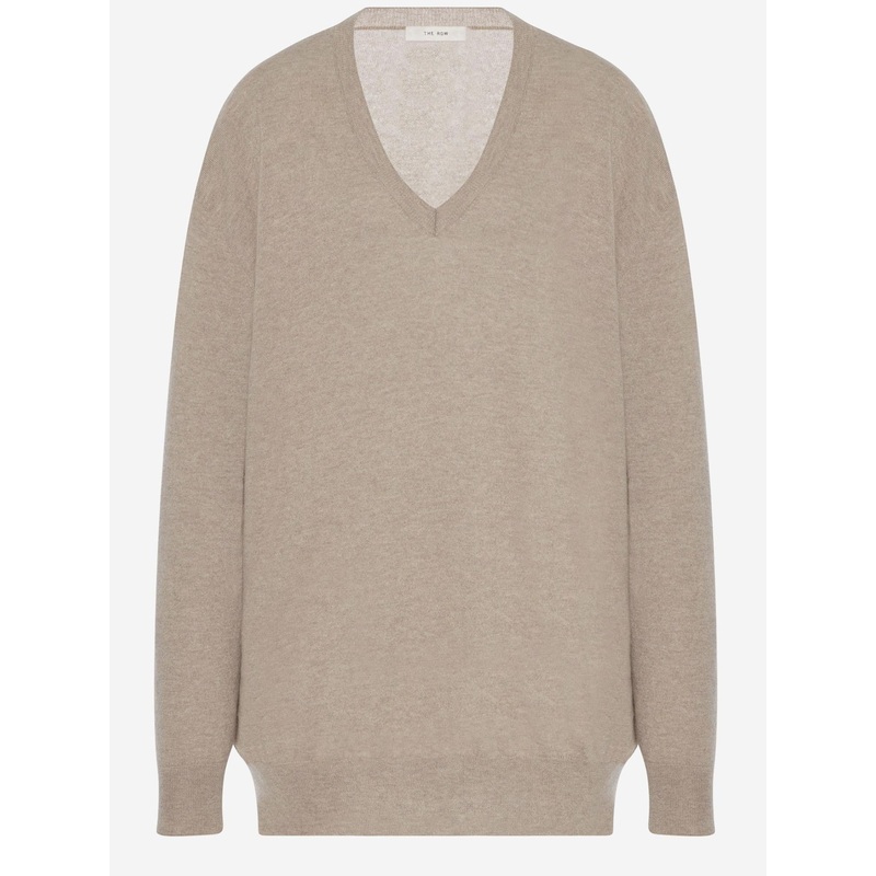 Cashmere V-Neck Sweater|Beige|XS|S