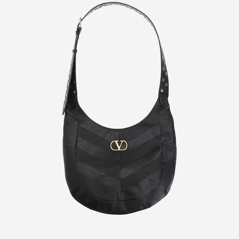 Chevron Nappa Hobo Bag|Black|One Size