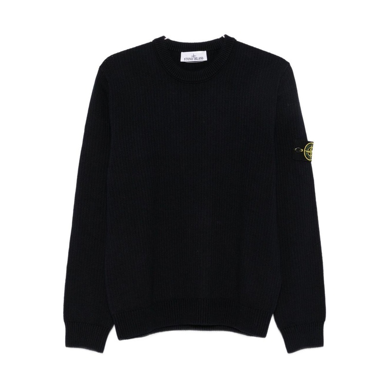 Navy Ribbed Crewneck Sweater|Navy Blue|M