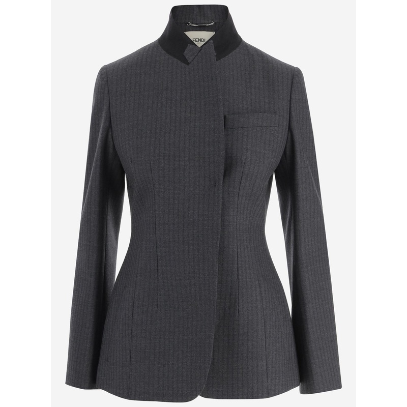 Stretch Wool-Blend Jacket|Dark Gray|40