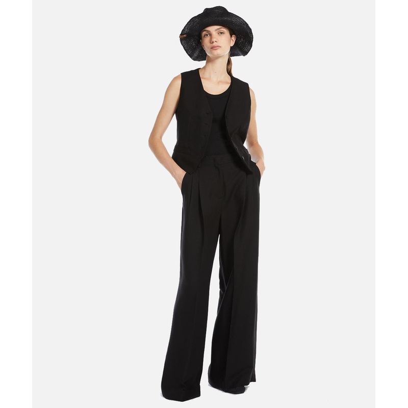WEEKEND MAX MARA Wide Veliero trousers in viscose and linen
