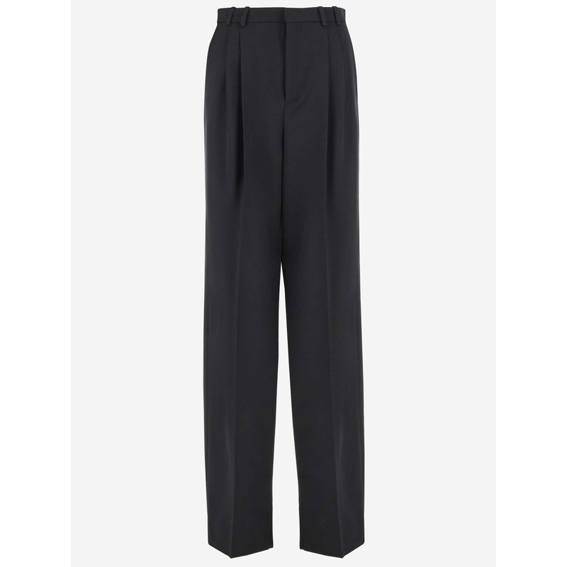 Wool Wide-Leg Pants|Black|38|40
