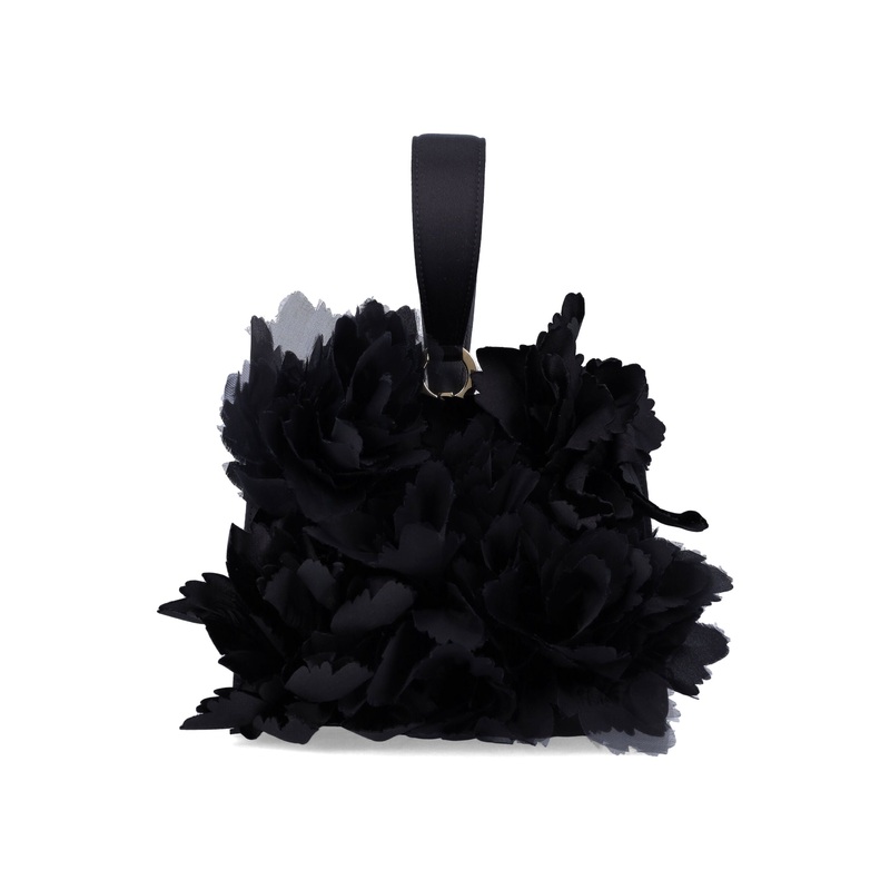 FERRAGAMO MINI SATIN CLUTCH WITH FLORAL EMBELLISHMENTS