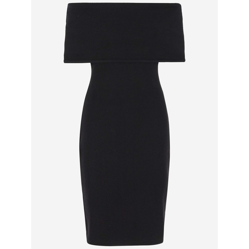 Off-Shoulder Stretch Nylon Midi Dress