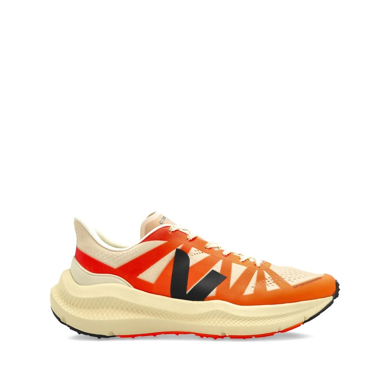 Orange V-Logo Lace-Up Sneakers