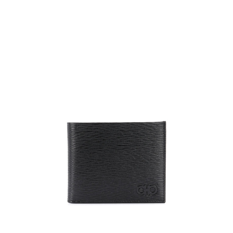Pebbled Calf Leather Wallet|Black|One Size