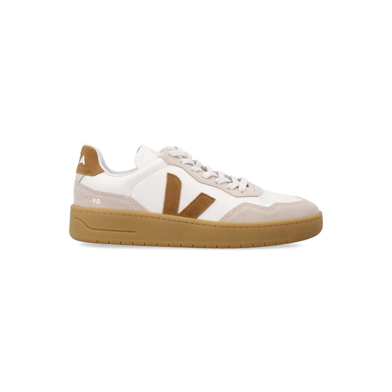 VEJA V-90 WHITE AND CAMEL LEATHER SNEAKERS