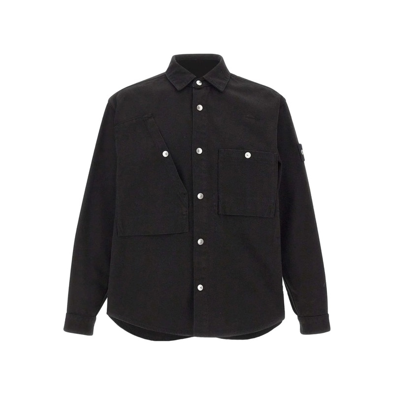 Black Chest-Pocket Button Shirt