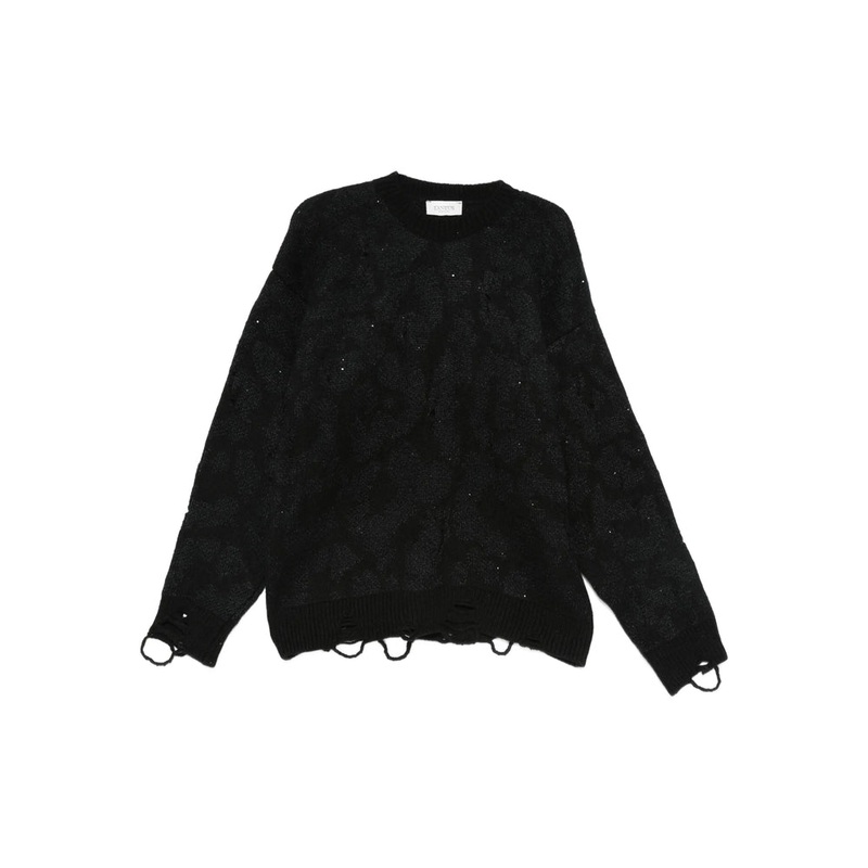 Black Speckled Round-Neck Sweater