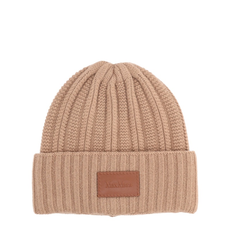 CASHMERE CAP WITH LOGO|BEIGE|UNI