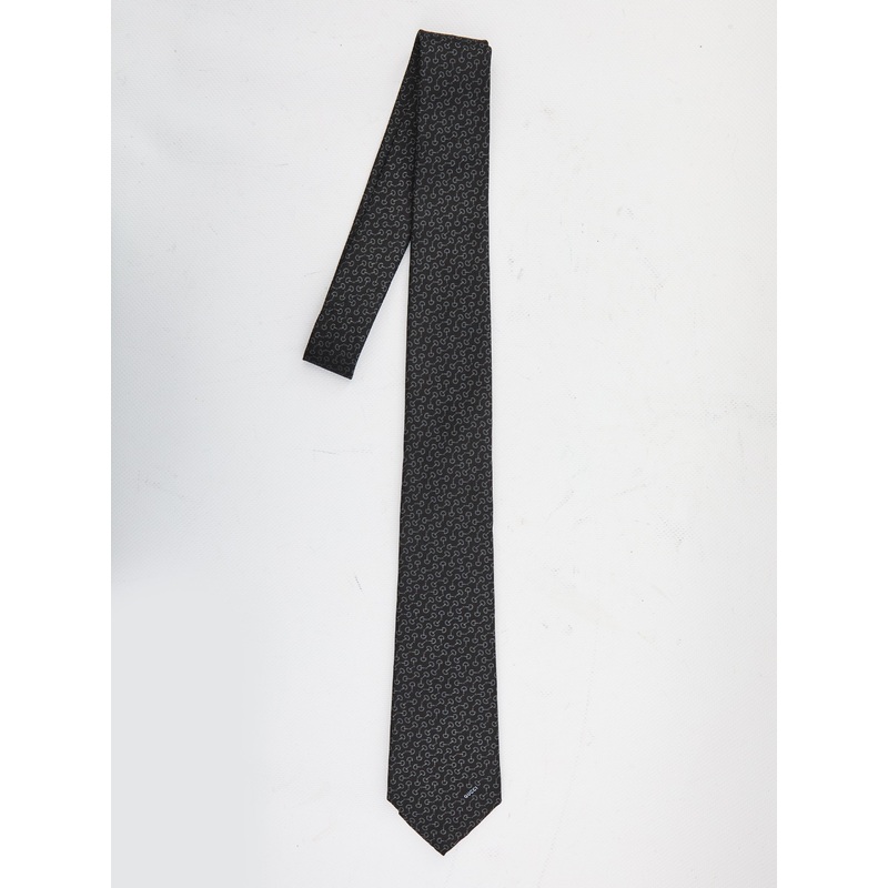 SILK TIE WITH CLAMPS|BLACK|UNI