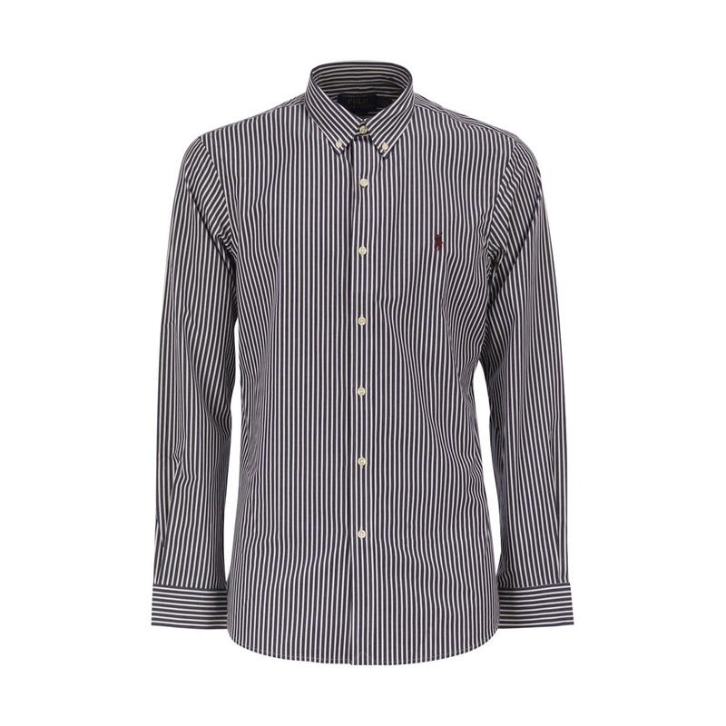 STRETCH POPLIN STRIPED SHIRT|NAVY/WHITE|M|L|XL|XXL