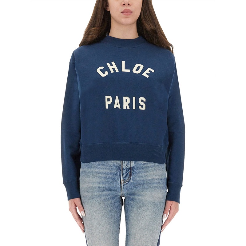 COTTON FLEECE LOGO PULLOVER|BLUE|S|M|L