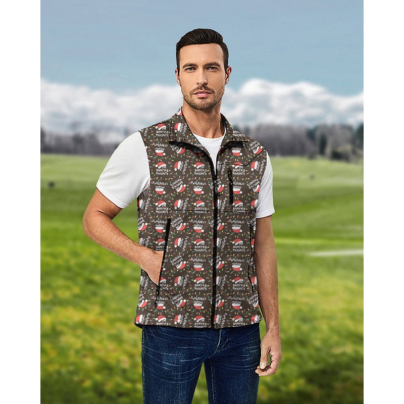 Men’s Christmas hat Lightweight Softshell Vest Sleeveless Jacket for Golf Windproof Waterproof