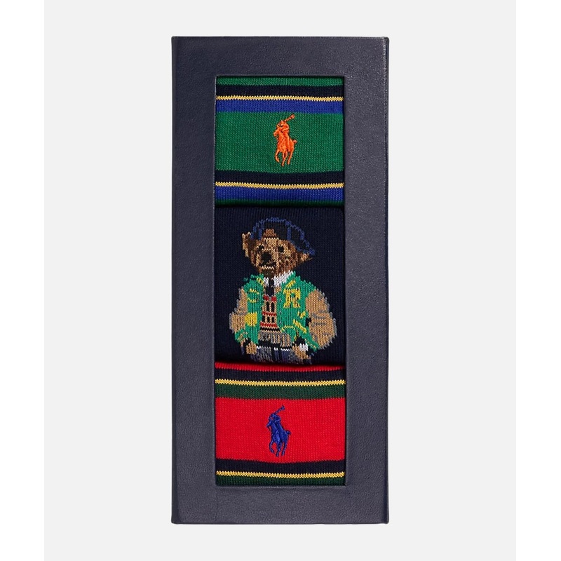 POLO RALPH LAUREN UOMO Tripack socks with contrasting embroidery