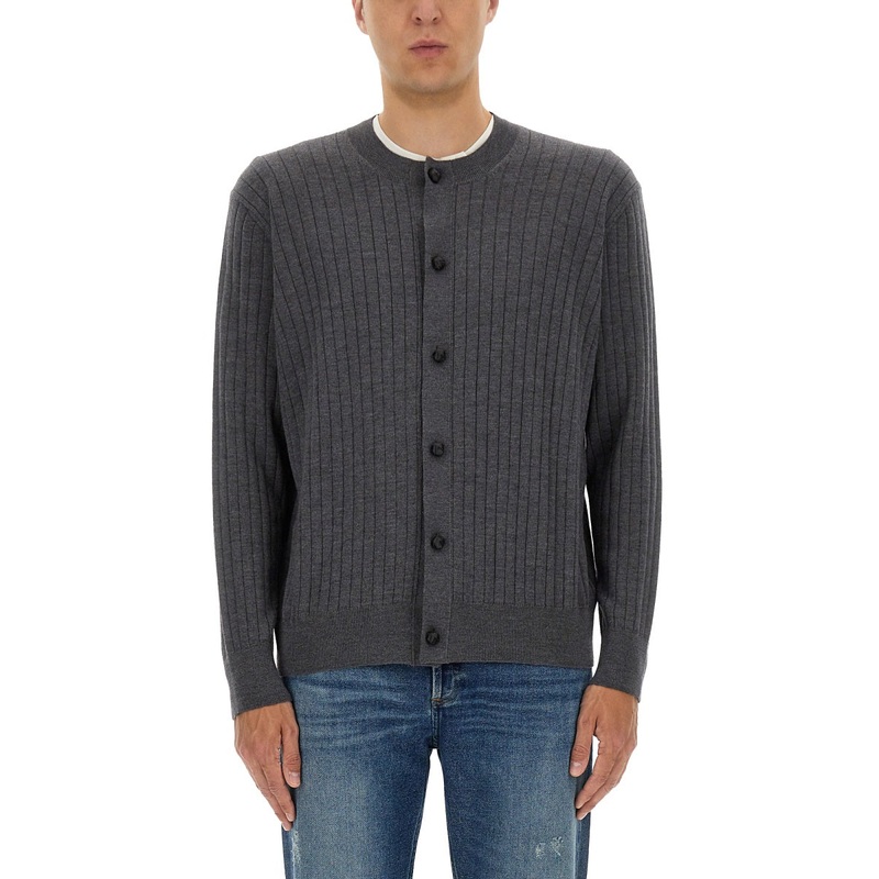 RIBBED WOOL CARDIGAN|GREY|S|M|L