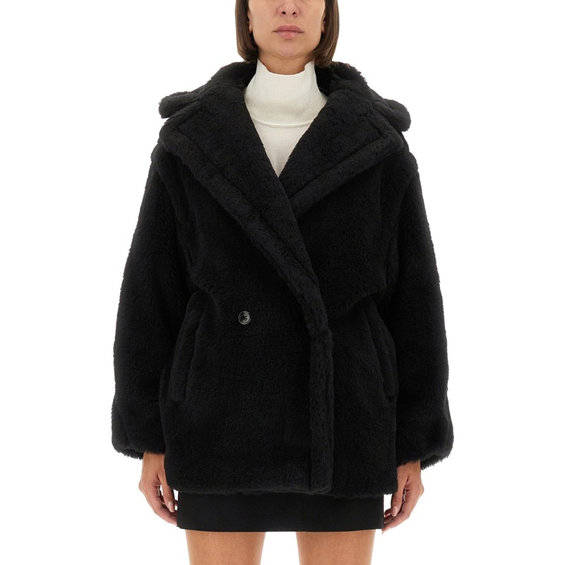 TEDDY BEAR COAT OLGA|BLACK|XS|S|M