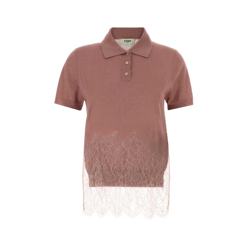 ANTIQUED PINK CASHMERE BLEND POLO SHIRT