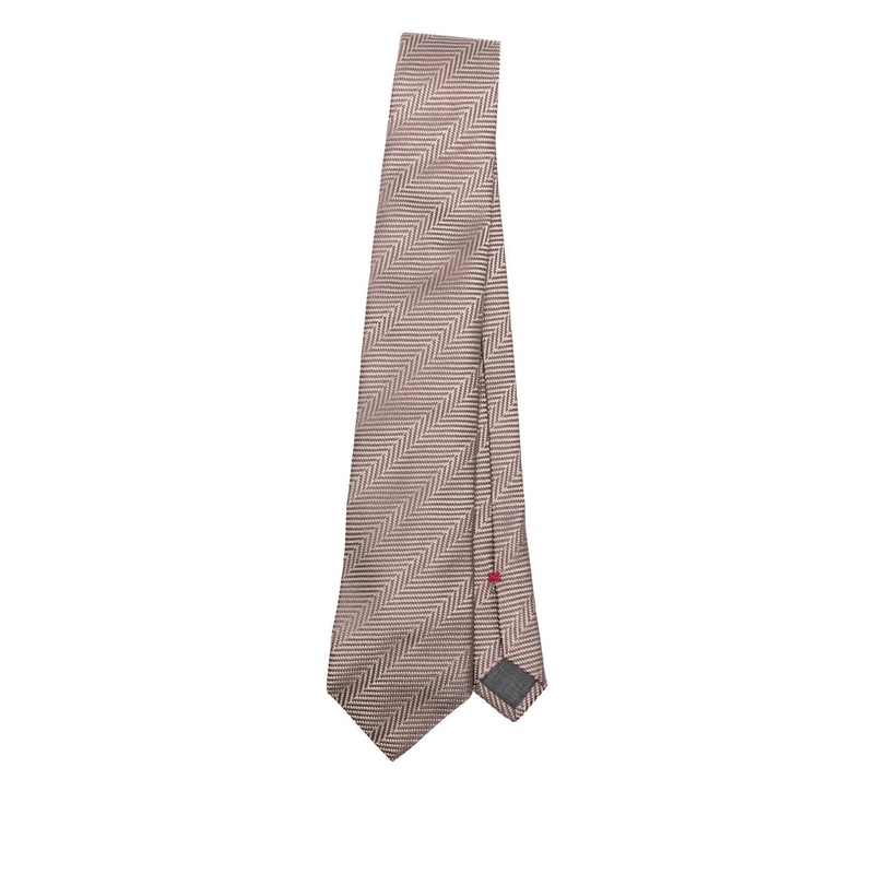 Brunello Cucinelli Brown Herringbone Tie