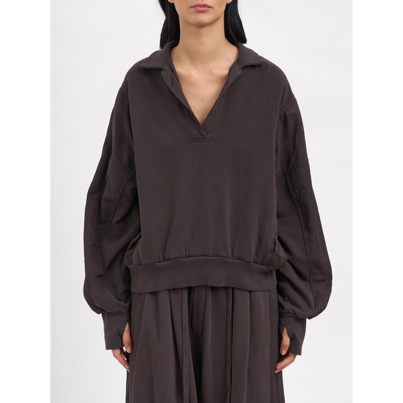 COTTON POLO SWEATSHIRT|BROWN|XS|S