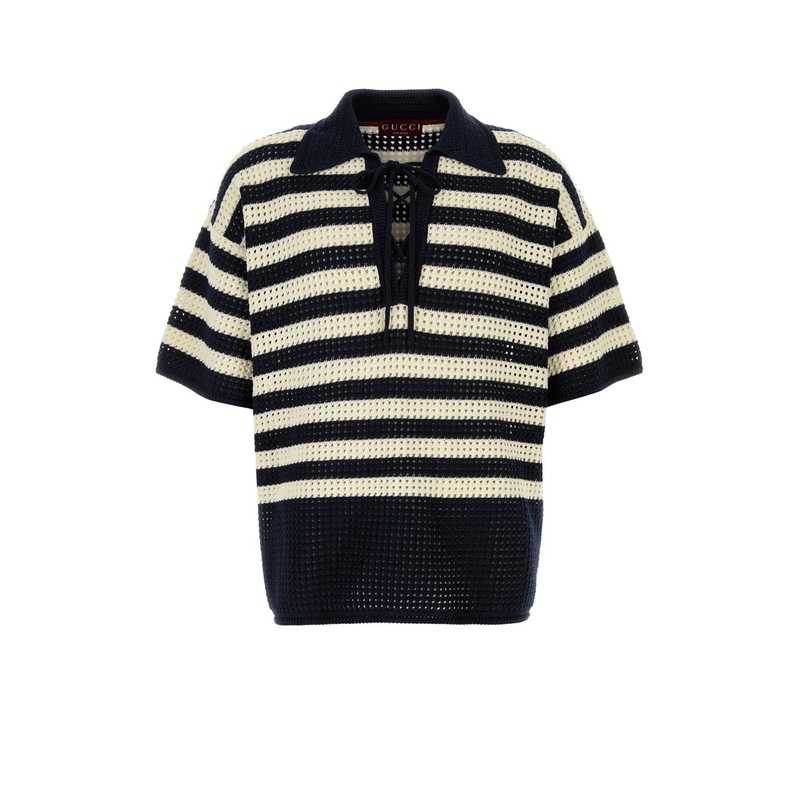 EMBROIDERED CROCHET POLO SHIRT