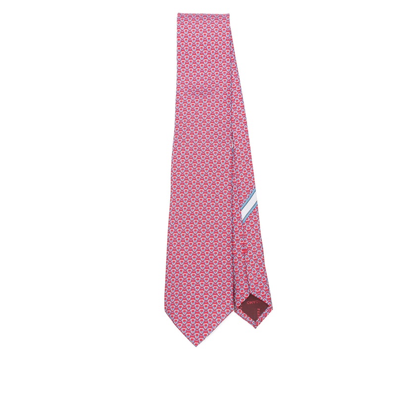 Ferragamo Red Geometric Tie|Red|One Size