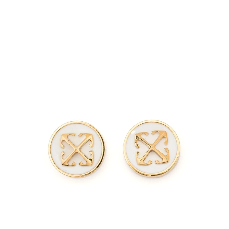 Off-White Gold-Tone Earrings|Gold/White|One Size