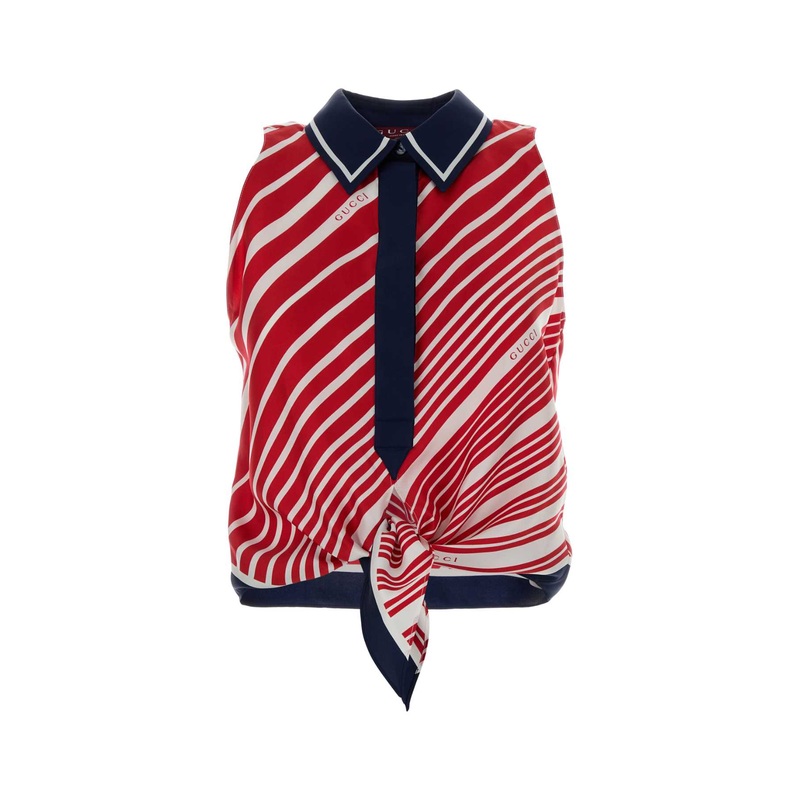 PRINTED SILK SHIRT|STRIPPED|42|40