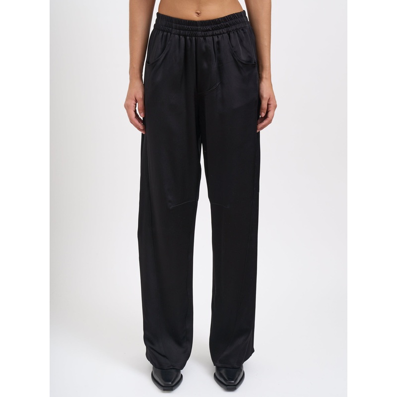 WIDE VISCOSE BLEND TROUSERS|BLACK|XS|S|M