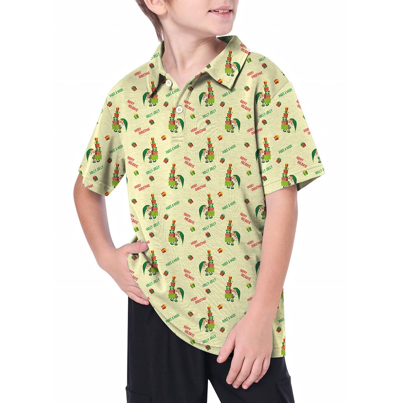 Youth Christmas Little Green Man Golf Polo