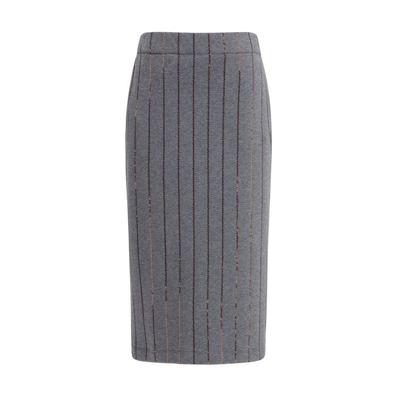 Gray Polyester Midi Skirt|L|M|XS|S