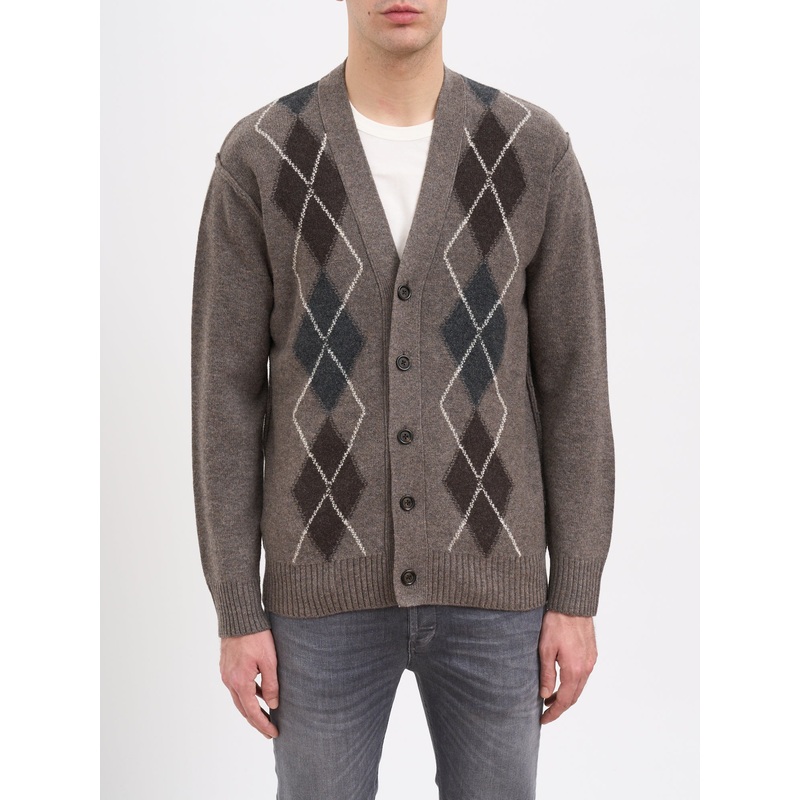 CHECK WOOL CARDIGAN|GREY|S|M|L|XL