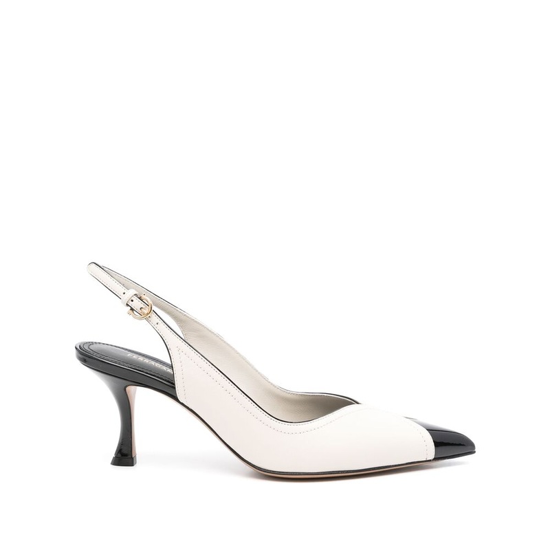 Ferragamo Ecru Slingback Pumps