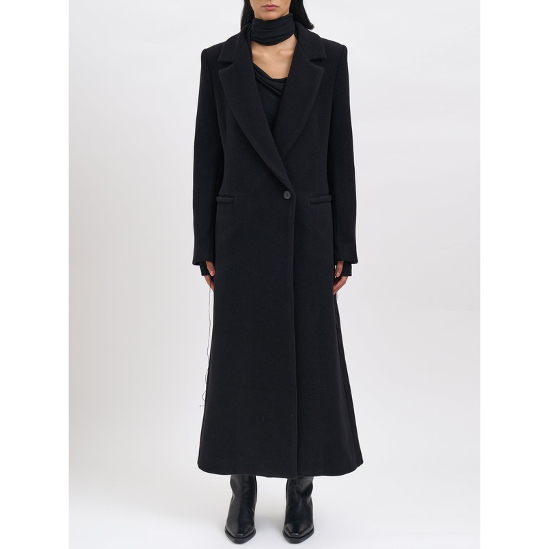 LONG WOOL AND CASHMERE COAT|BLACK|XS|S|M