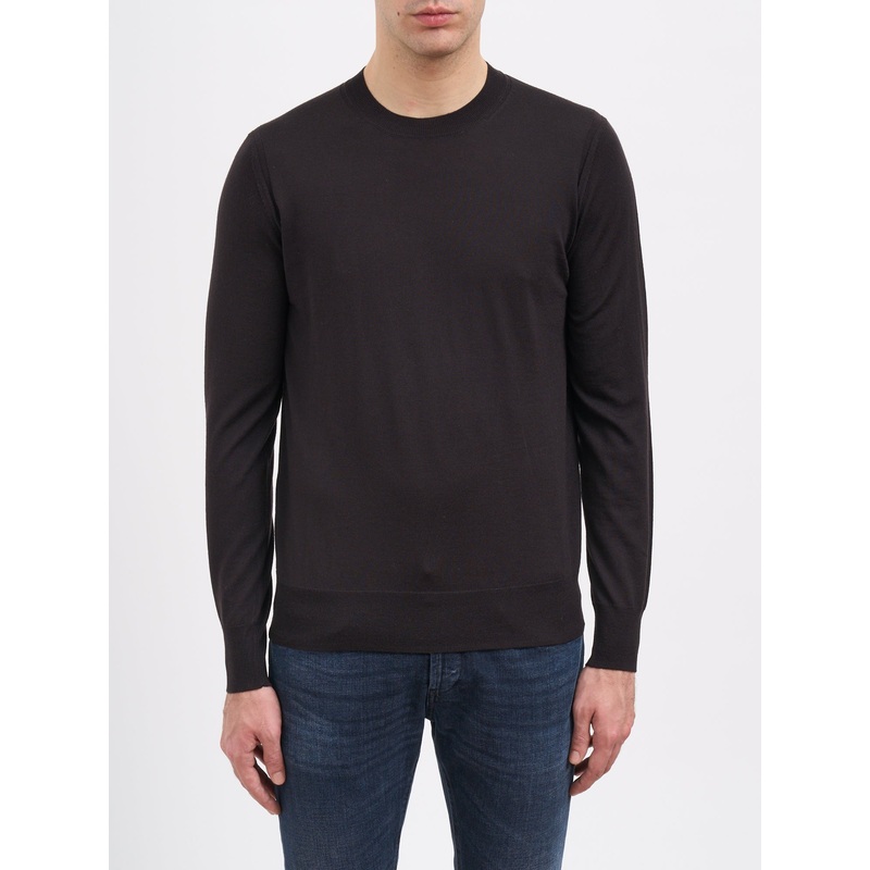 WOOL CREW NECK SWEATER|BROWN|S|M|L|XL|XXL